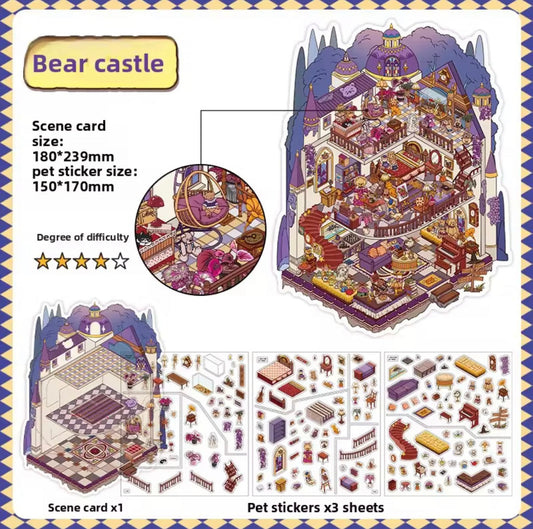 🏰 ミニチュア風景ステッカー 3枚 - マイリトルハウス Vol.24